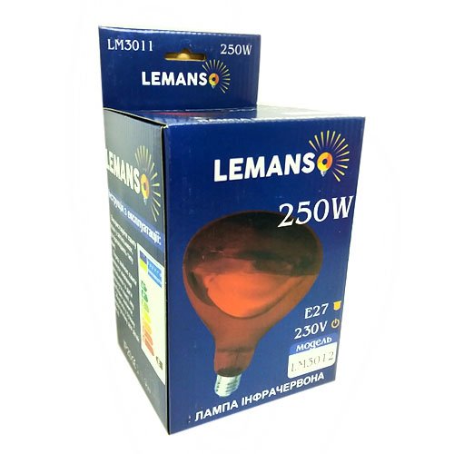 Лампа інфрачервона Lemanso 250W E27 230V/LM3829 повністю червона (гарантія 6 місяців) 20шт/ящ, шт<br> Артикул: 110892<br>