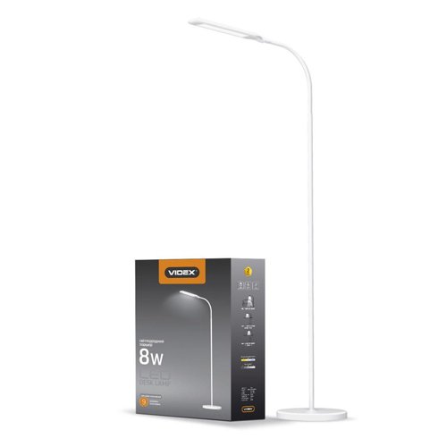 Лампа підлогова VIDEX VL-TF0702W 8W 3000-5500K 220V (торшер білий) (7705) 25048 ССП, шт<br> Артикул: 111942<br>