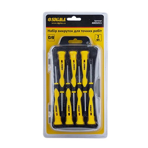 Набір викруток Sigma годинникових 7шт CrV (пласт кейс) 4003211, шт<br> Артикул: 114191<br>