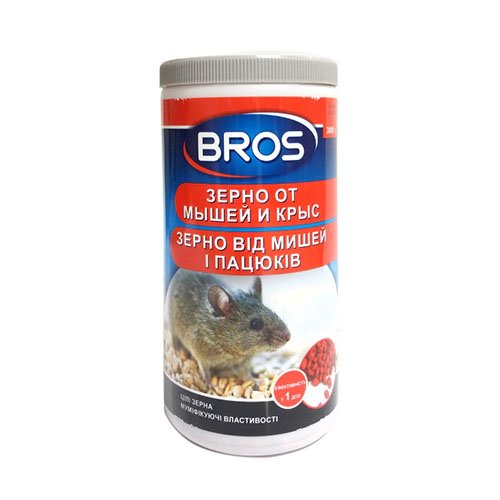 Зерно BROS від мишей та щурів 300гр банку (15шт/ящ) 1576, шт<br> Артикул: 115451<br>