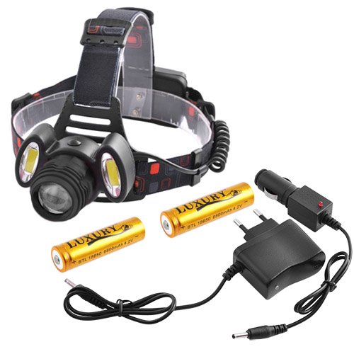 Ліхтарик налобний №2117-T6+2COB (2x18650) Zoom, 220V/12V, шт<br> Артикул: 115603<br>