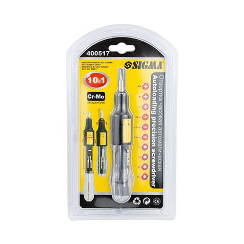 Набір викруток Sigma для точних робіт 10в1 з автомат заміною біт CrV 4003071_TR, шт<br> Артикул: 116432<br>