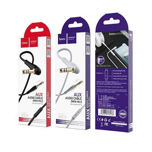 Кабель AUX HOCO UPA15 1м (мікрофон), шт<br> Артикул: 116774<br>