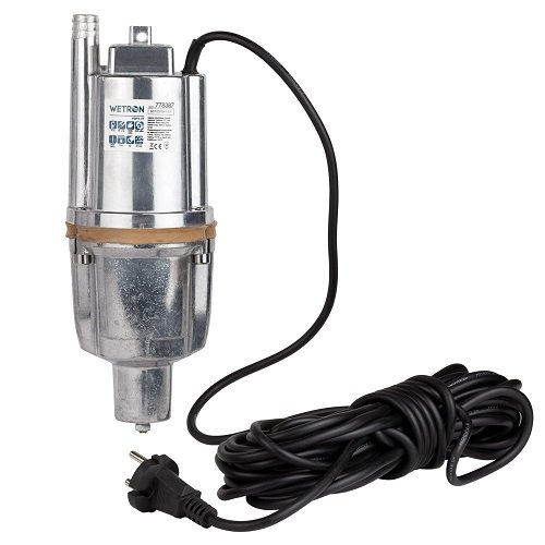 Насос Wetron вібраційний 0.25кВт H 75м Q 18л/хв Ø100мм 10м кабеля нижній вхід (WVM60-1) 778387, шт<br> Артикул: 117979<br>