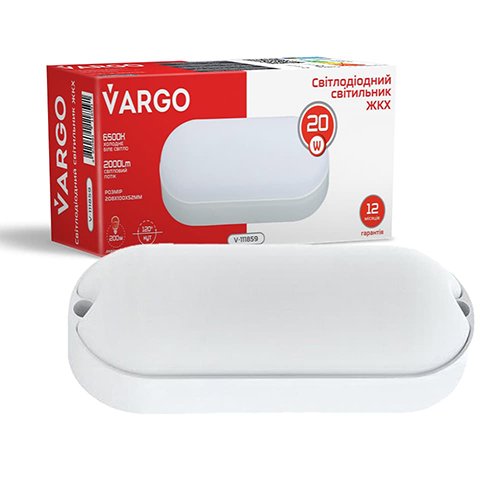LED світильник ЖКГ овал VARGO 20W 5000к ТОР (111859), шт<br> Артикул: 118018<br>