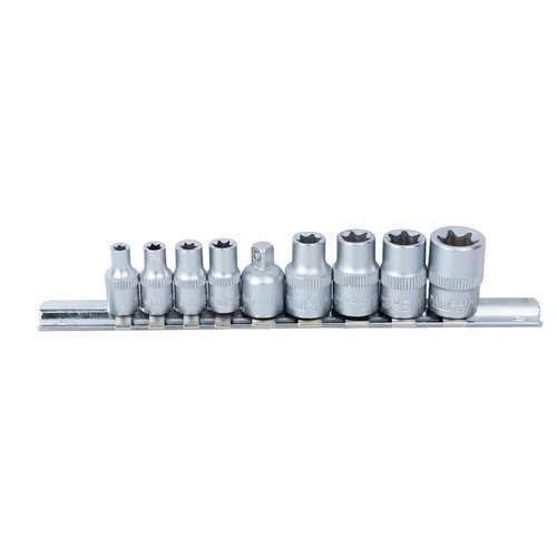 Набір насадок TORX Sigma на планці (9шт) 1/4", 3/8" + перехідник CrV (6086541), шт<br> Артикул: 119200<br>