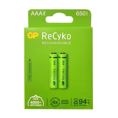 Акумулятор GP RECYKO Ni-MH R03 650 mAh C2 (6677), шт<br> Артикул: 119436<br>