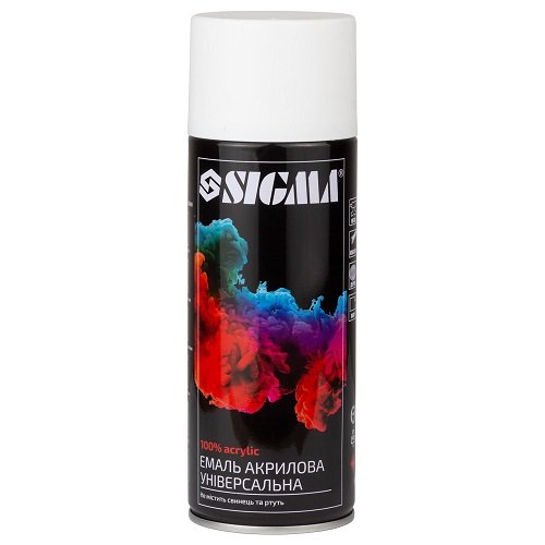 Емаль аерозольна акрилова Sigma 400мл RAL 9010 білий мат (2736621), шт<br> Артикул: 120227<br>