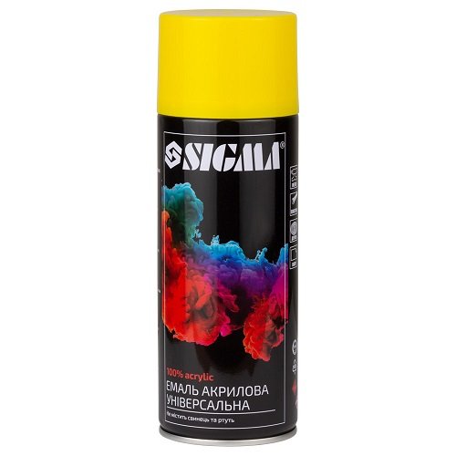 Емаль аерозольна акрилова Sigma 400мл RAL 1021 канарково-жовтий глянецьь (2737021), шт<br> Артикул: 120241<br>