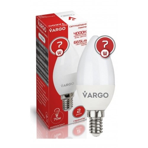 LED лампа VARGO C37 7W 4000K E14 220V (V-110526), шт<br> Артикул: 120886<br>