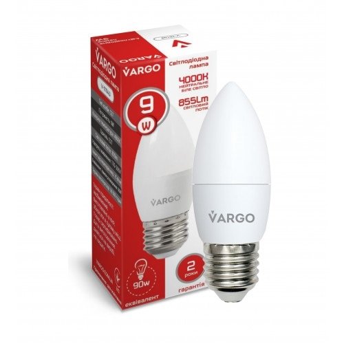LED лампа VARGO C37 9W 4000K E27 220V (V-111143), шт<br> Артикул: 120889<br>