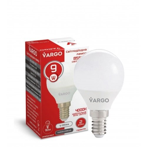 LED лампа VARGO G45 9W 4000K E14 220V (V-111144), шт<br> Артикул: 120894<br>