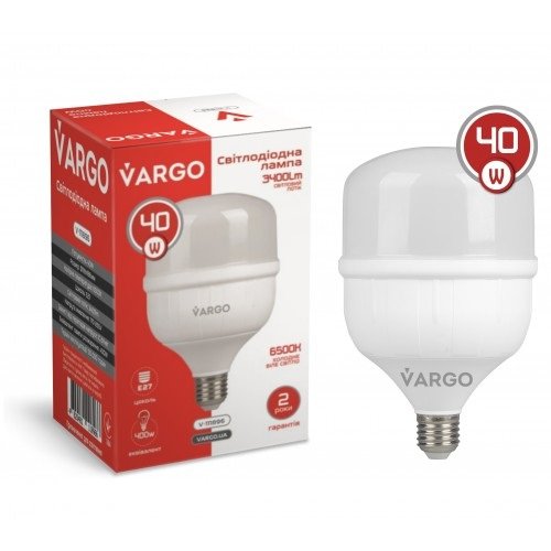 LED лампа VARGO 40W 6500K E27 118*186мм 220V (V-111896), шт<br> Артикул: 122052<br>