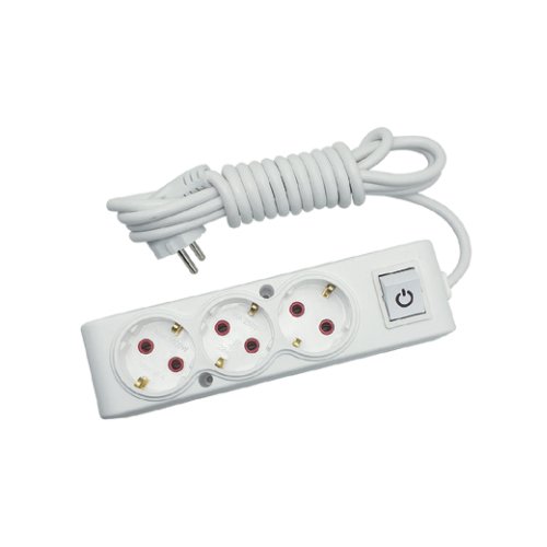 Подовжувач TECCO 3 гнізда 3м білий З/З та вимикачем (102 302 03), шт<br> Артикул: 122505<br>