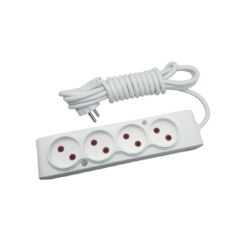 Подовжувач TECCO 4 гнізда 3м білий Б/З (102 400 03), шт<br> Артикул: 122506<br>