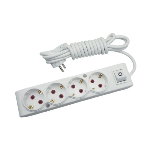 Подовжувач TECCO 4 гнізда 5м білий З/З та вимикачем (102 402 05), шт<br> Артикул: 122510<br>