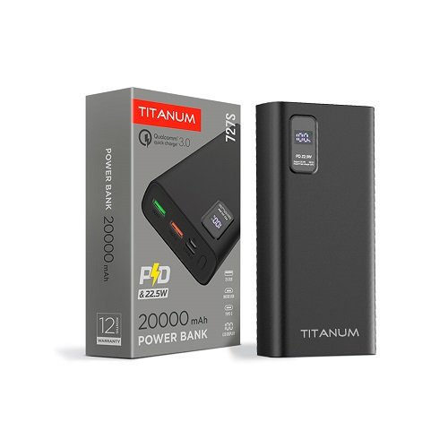 Зарядний пристрій Power Bank TITANUM 727S 20000mAh QC+PD, шт<br> Артикул: 122810<br>