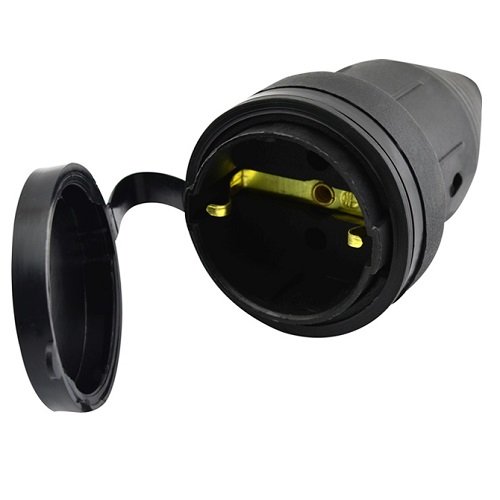 Гніздо штепсельне ТЕССО Каучук З/З з кришкою 16А, 250V (ТА 4002), шт<br> Артикул: 122858<br>