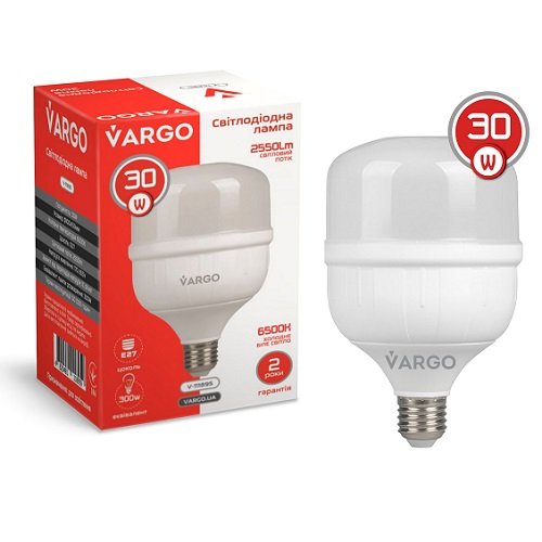 LED лампа VARGO 30W E27 6500K 100*159мм 220V (V-111895), шт<br> Артикул: 123118<br>