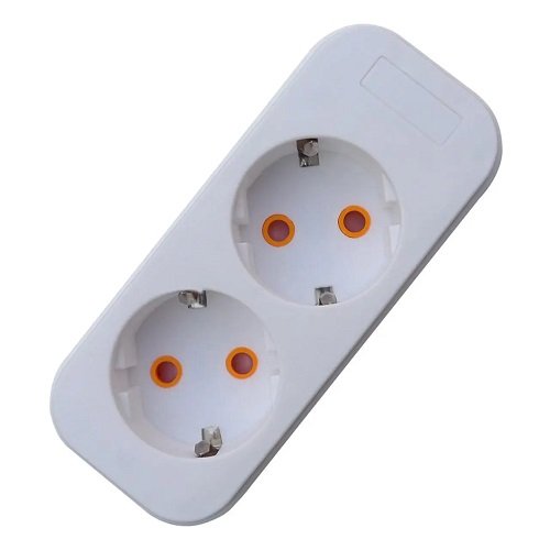 Колодка QUANTUM 2 гнізда біла З/З (QM-KP-00210), шт<br> Артикул: 123253<br>