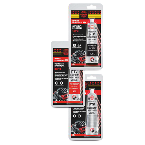 Герметик силіконовий Asmaco RTV Чорний формувач прокладок високотемпературний +300°С 85г ОАЭ (6371211), шт<br> Артикул: 123477<br>