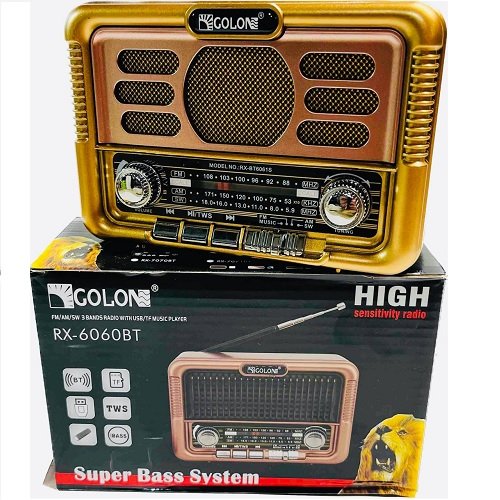 Радіо акумулятор, Bluetooth, USB, SD з ліхтариком та сонячною батареєю GOLON №BT6061S, шт<br> Артикул: 124090<br>