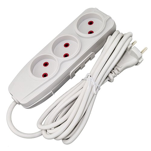Подовжувач QUANTUM 3 гнізда 5м білий Б/З (QM-KP-00305), шт<br> Артикул: 124114<br>