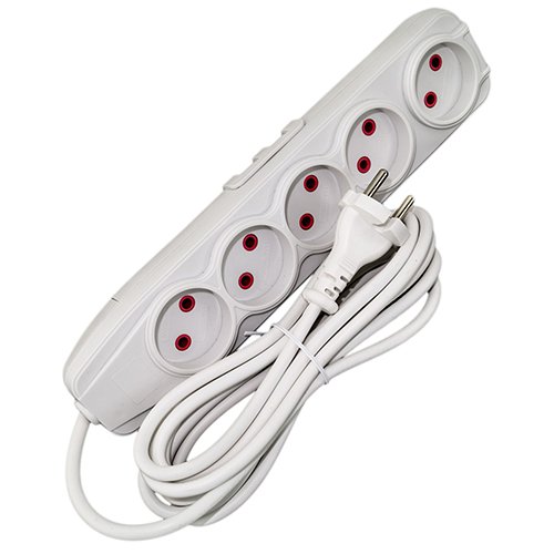 Подовжувач QUANTUM 5 гнізд 5м білий Б/З (QM-KP-00505), шт<br> Артикул: 124116<br>