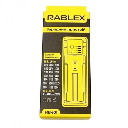 Зар. пристрій Rablex RB-401 /1 канал /1А/(Ni-MH/Ni-Cd: AA, AAA, A, SC, C, F6) (0171), шт<br> Артикул: 124238<br>
