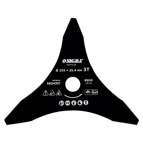 Ніж Sigma для тримера Ø255×25.4мм 3Т загострений (5624351), шт<br> Артикул: 124260<br>