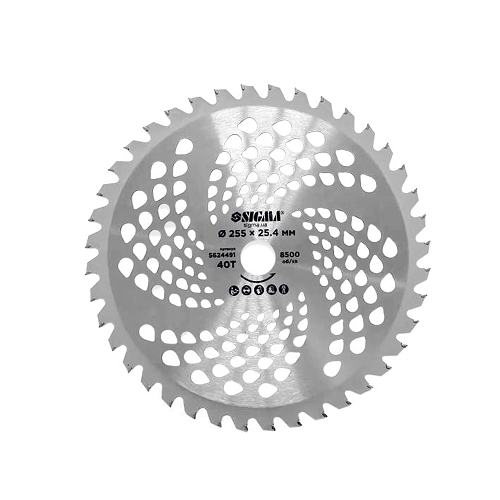 Диск Sigma для тримера з твердосплавними напайками Ø255×25.4мм 40Т (5624491), шт<br> Артикул: 124261<br>