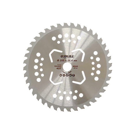 Диск Sigma для тримера з твердосплавними напайками Ø255×25.4мм 40Т 4 підрізні лопаті (5624601), шт<br> Артикул: 124263<br>