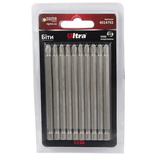 Біти Ultra PH2×100мм ¼" 10шт S2 (блістер) (4014792), блист<br> Артикул: 124777<br>