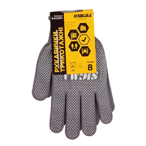 Рукавички Sigma Мікрокрапка Сірі р8 9442901 _0, шт<br> Артикул: 124948<br>