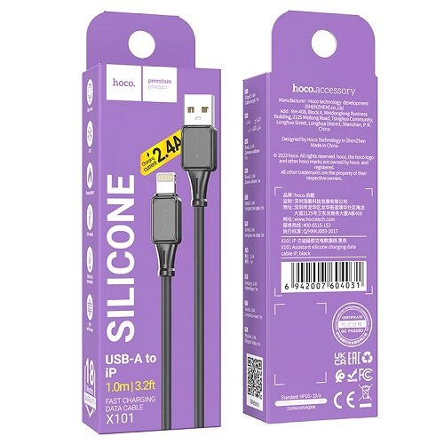 Кабель USB-Lightning HOCO X101 1м 2.4А (Silicone), шт<br> Артикул: 125418<br>