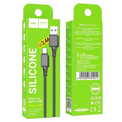 Кабель USB-Micro USB HOCO X101 1м 2.4А (Silicone), шт<br> Артикул: 125419<br>