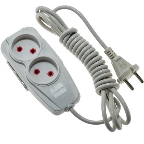 Подовжувач QUANTUM 2 гнізда 2м білий Б/З (QM-KP-00202), шт<br> Артикул: 125681<br>