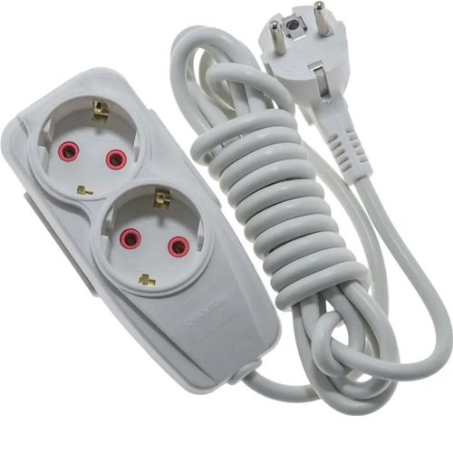 Подовжувач QUANTUM 2 гнізда 2м білий З/З (QM-KP-00212), шт<br> Артикул: 125683<br>