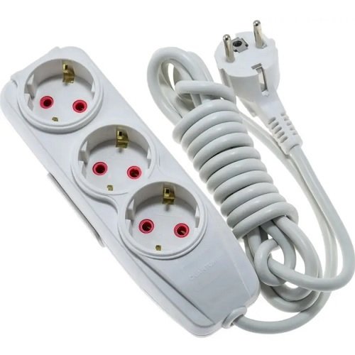 Подовжувач QUANTUM 3 гнізда 2м білий З/З (QM-KP-00312), шт<br> Артикул: 125686<br>