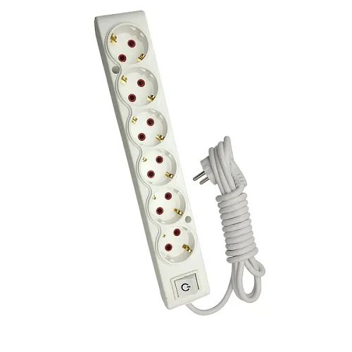 Подовжувач TECCO 6 гнізд 3м білий З/З та вимикачем (102 602 03), шт<br> Артикул: 129528<br>