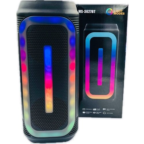 Колонка № KMS-3627BT міні валіза від мережі та від акумулятора з USB, SD, FM, AUX, Bluetooth, світломузикою і ручкою 38.5см*16см*14см, 10ватт, шт<br> Артикул: 129584<br>