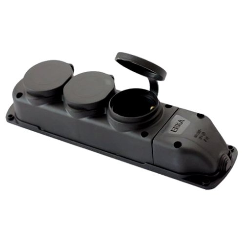 Колодка ERKA каучук 3 гнізда 6003-1 Чорна 16А З/З, шт<br> Артикул: 129768<br>