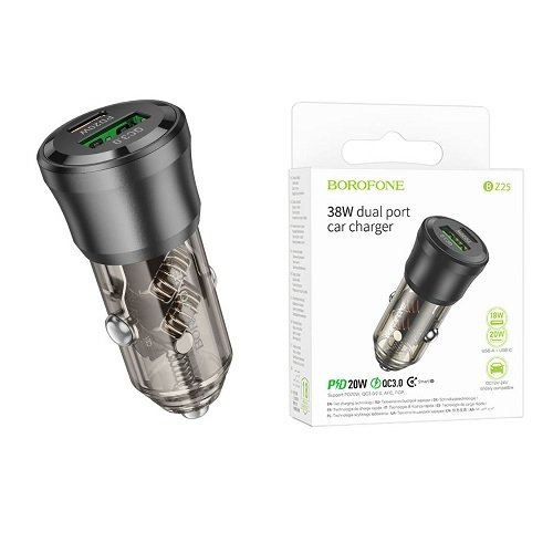 АЗП BOROFONE BZ25 PD20W+QC3.0 (1Type-C/1USB/3A), шт<br> Артикул: 130239<br>
