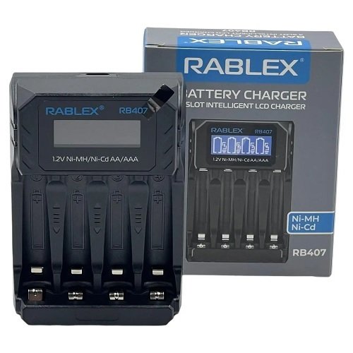 Зар. пристрій Rablex RB-407 / канали /1А/(Ni-MH/Ni-Cd: А, AA, AAA, АААА, C, SC, F6) (), шт<br> Артикул: 130657<br>