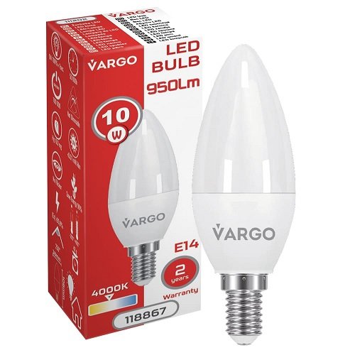 LED лампа VARGO C37 10W 4000K E14 220V (V-118867), шт<br> Артикул: 130721<br>