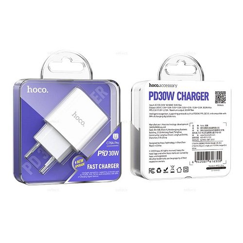 МЗП HOCO C76A Pro PD (1Type-C/30W) без кабелю (6300), шт<br> Артикул: 130806<br>