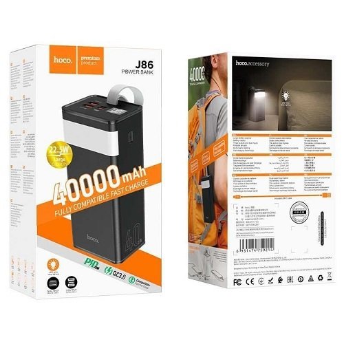 Зарядний пристрій Power Bank HOCO J86 PD20W/QC/LCD/Lamp 40 000mAh (9214), шт<br> Артикул: 130893<br>