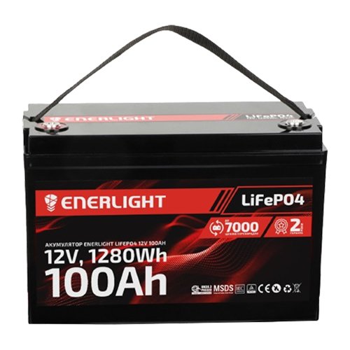 Акк ENERLIGHT LiFePO4 12,0V 100Ah 1280Wh, шт<br> Артикул: 131349<br>              <span style="color: red;">Привеземо під замовлення</span>