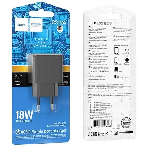 МЗП HOCO CS12A 1USB/18W без кабелю, шт<br> Артикул: 132136<br>