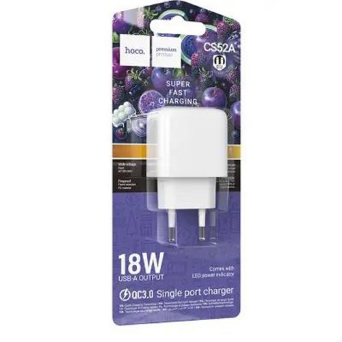 МЗП HOCO CS52A QC3.0 (1USB/3A), шт<br> Артикул: 132147<br>
